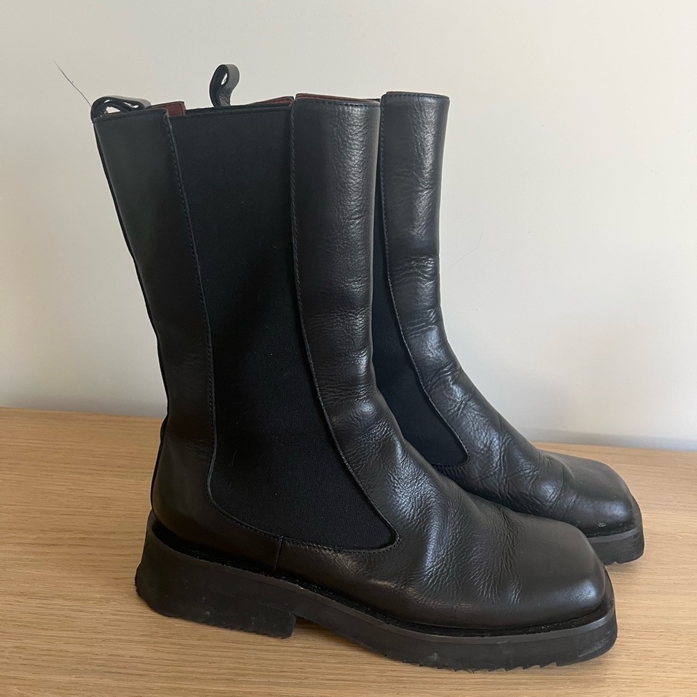 Black Leather Chelsea Boots